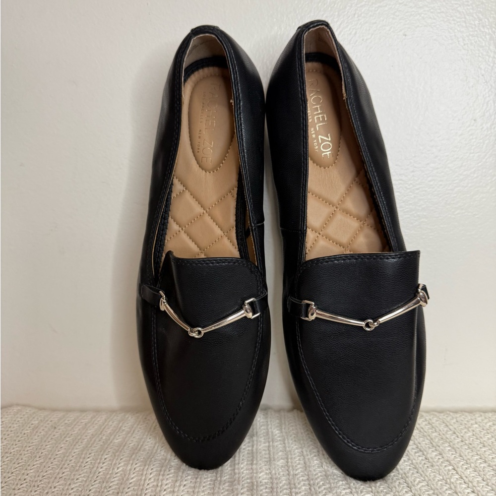 Rachel Zoe Black Faux Leather Slip-On Loafers with silver  Bit Detail size 9.5 - Picture 3 of 12